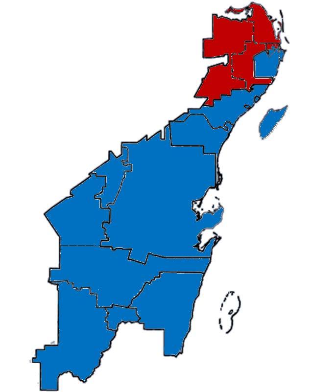En la elección a gobernador, la coalición del ganó en 10 de los 15 distritos en los que se divide la entidad, destacando que mientras en dos lo hizo con márgenes de de más de 40 puntos porcentuales