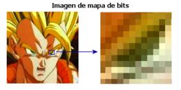 1 Imagen vectorial: Imagen digital Existen dos tipos principales de imágenes digitales: los mapas de bits, en los que la imagen se crea mediante una rejilla de puntos de diferentes colores y