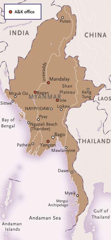 Myanmar - Información. MAP & FACT SHEET Capital: Yangon Zona horaria: GMT + 6.