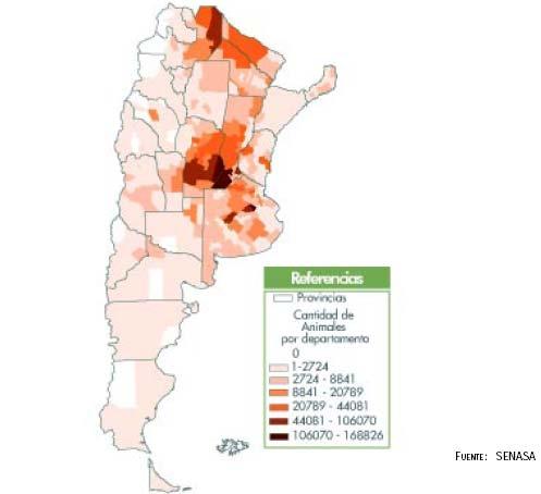 Tamaño de los sectores, escala de operaciones, ubicación geográfica Ejemplo sector porcino en Argentina Provincias de Buenos Aires, Santa Fe, Córdoba y Entre Ríos ~ 3,000,000 cabezas, 2007