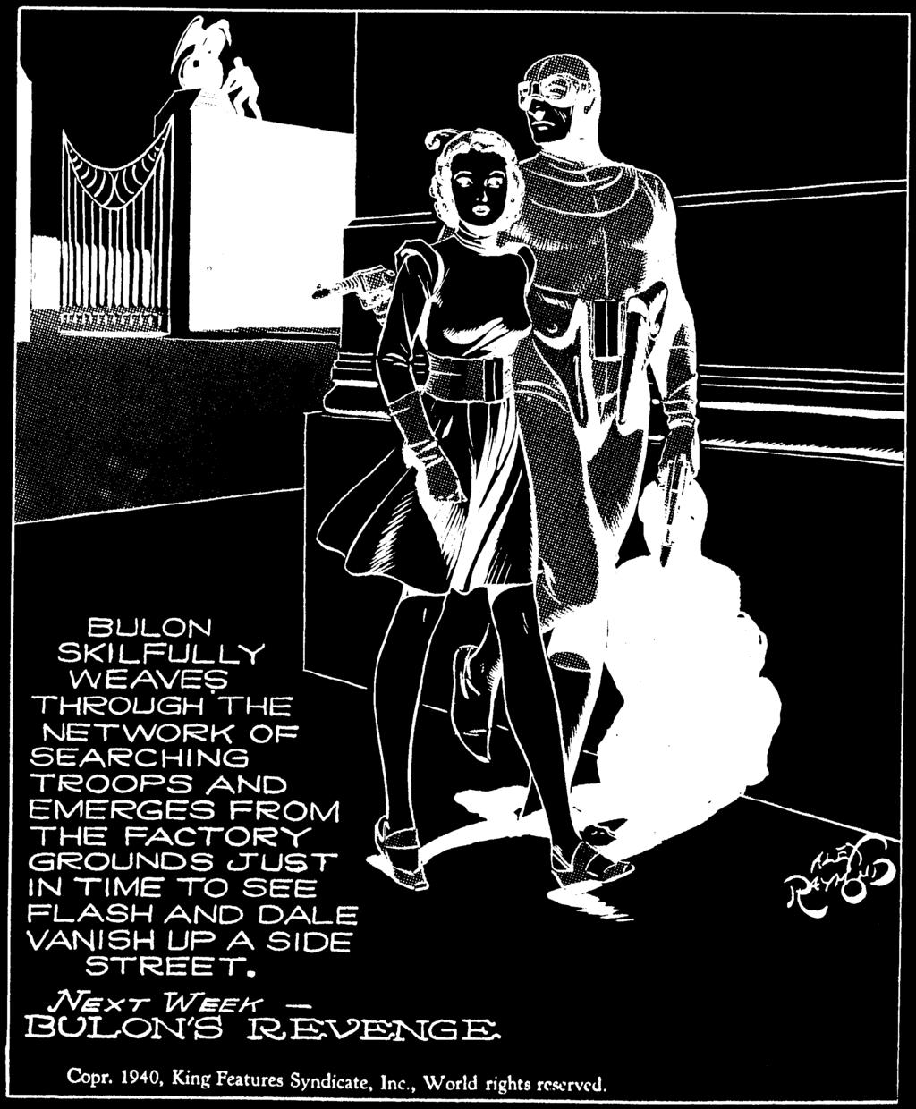 Este plano general de la serie Flash Gordon, dibujado por Alex Raymond en 1940, permite integrar a los dos