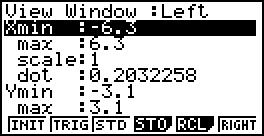 x Salga del SET UP con d. El objetivo es graficar la función y = en la ventana derecha y la 4 x función y = en la ventana izquierda. Para comenzar ingrese ambas funciones en el listado.