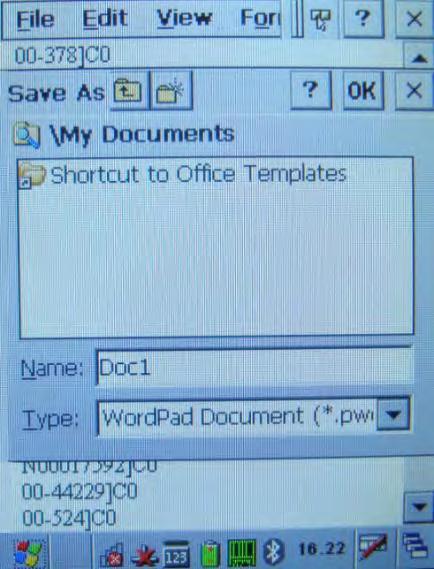 En la parte superior del documento de WordPad dar clic en File (Archivo), nos