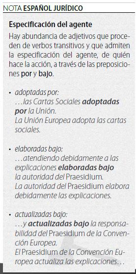 Adjetivos deverbales (con especificación del agente) Español