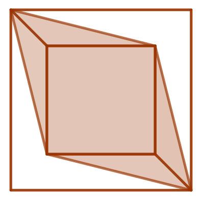 Se obtiene un rombo cuyas diagonales coinciden con las de los cuadrados. El área buscada es 5 3 2 2 cm = 7,5cm.