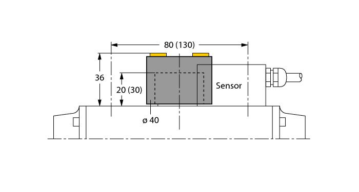 Accesorios Modelo N de identificación Dibujo acotado BTS-DSU35-EBE3 6901070 kit de activación (puck) para sensores duales; posición final activada; punto de conmutación para abertura y cierre