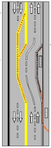 Figura 6. Esquema de colocación de conos en una zona de trabajo (Manual SIECA, 2000) Fotografía 1. Canalización vehicular por medio de conos a través de una zona de trabajo (http://www.freefoto.com).