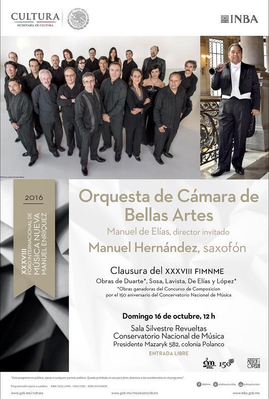 EL DIRECTOR DE ORQUESTA Y COMPOSITOR MEXICANO Manuel de Elías volverá a estar al frente de la Orquesta de Cámara de Bellas Artes, esta vez como director huésped, para conducir uno de los conciertos