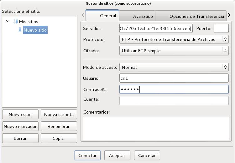 70 Anexo C: Instalación FileZilla Figura C-2. Conectar a servidor.