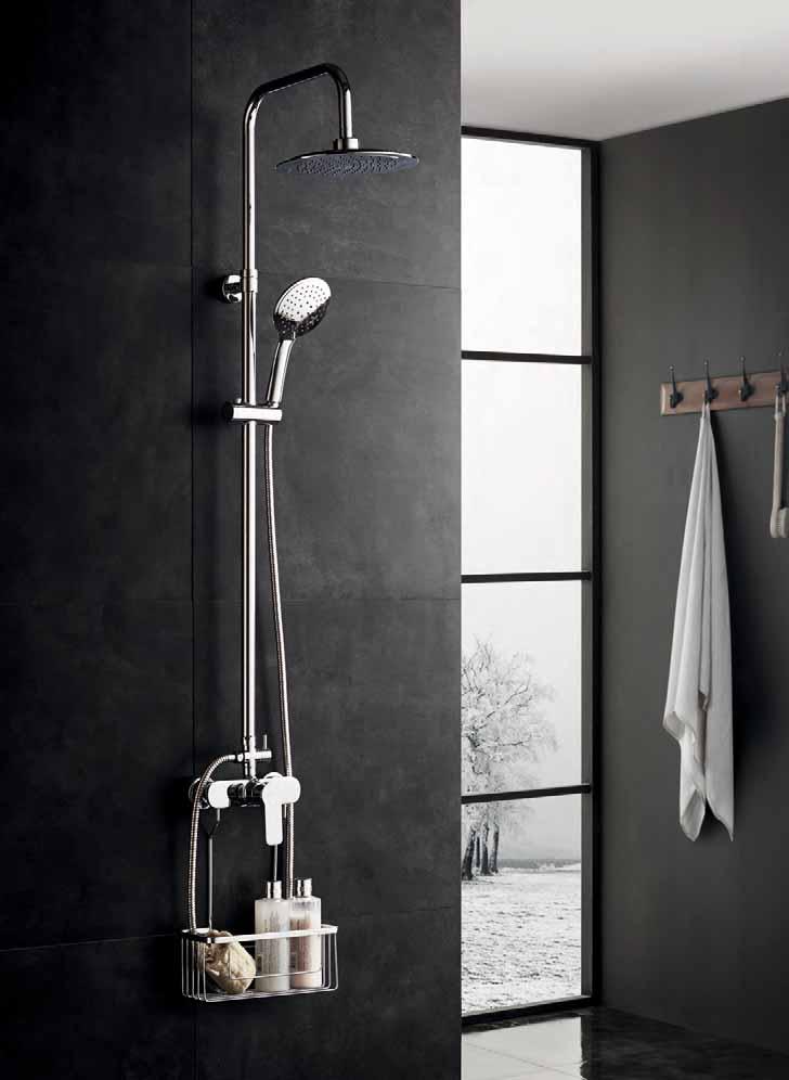 tube adjustable in height: 95 cm min. - 150 cm max. Adjustable sliding shower bracket.