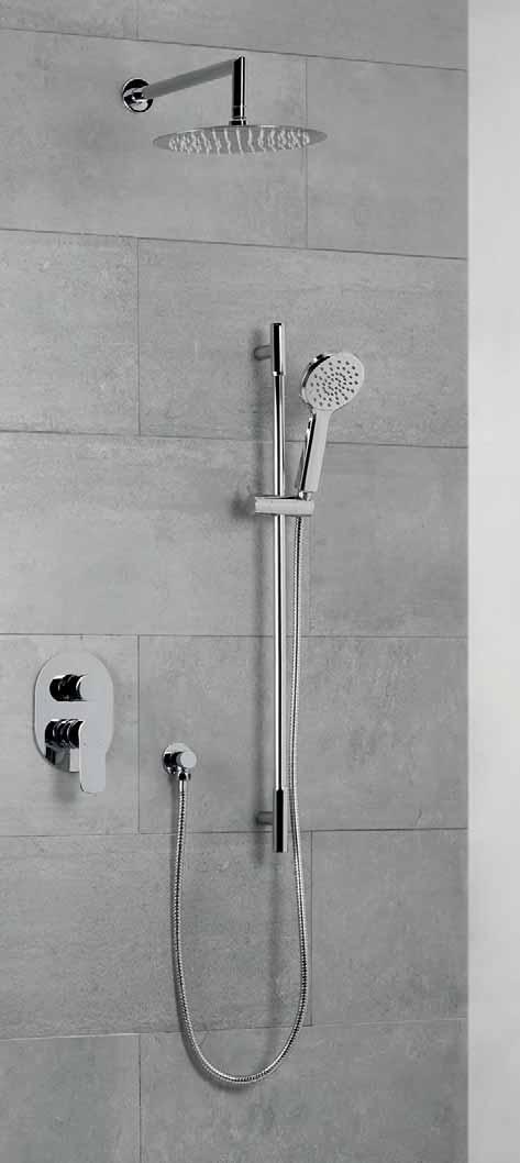 concealed shower mixer set with wall shower head Flow Ø22 Ø250 200 272,5 Compuesto por: Consist of: Rociador Shower Head Brazo de ducha Shower arm ATLAS R25 11ATL0220R25 STYLO 12STY0120 Toma a pared