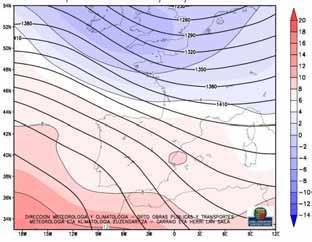 isotermas a 850 hpa.