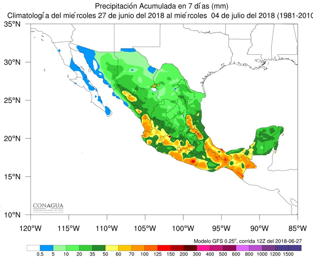 Precipitación y su anomalía registrada acumulada en lo que va de junio del 2018 en mm