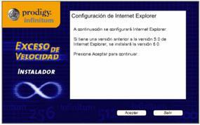Para personalizar el servicio de Internet Explorer para PRODIGY INFINITUM, da clic en Aceptar el Acuerdo de Licencia.