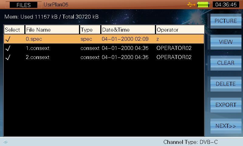 DTVLINK-2/3 Manual de usuario de archivos. Seleccione "NO" para ver los datos, una vez muestre los datos pulse la tecla ESC para volver a la lista de archivos.