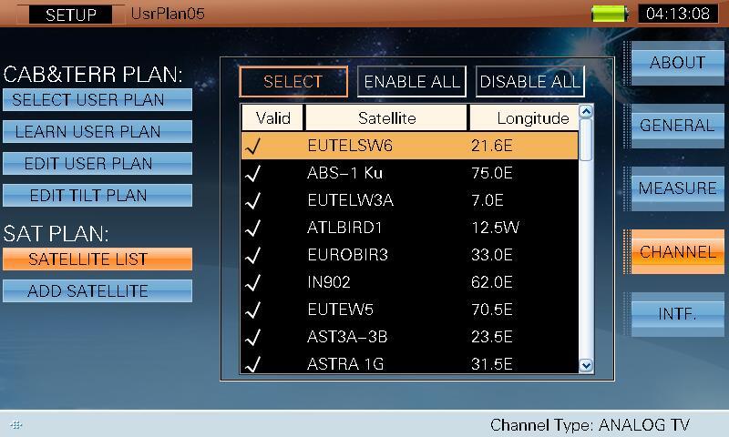 DTVLINK-2/3 Manual de usuario Seleccionar teclas (ARRIBA/ABAJO) y tecla (ENTER) Para permitir que los satélites que usted desea agregar a la lista de satélites.