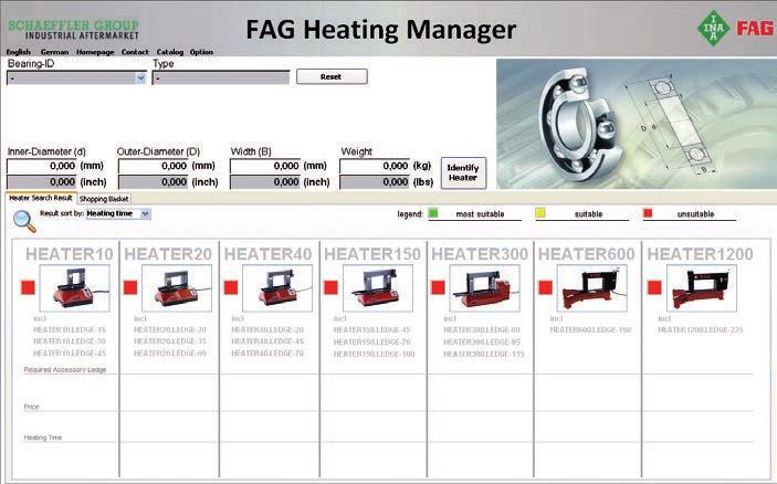 FAG Heating Manager Seleccione el dispositivo de calentamiento adecuado de forma sencilla y rápida El FAG Heating Manager es un software para determinar el dispositivo de calentamiento FAG adecuado