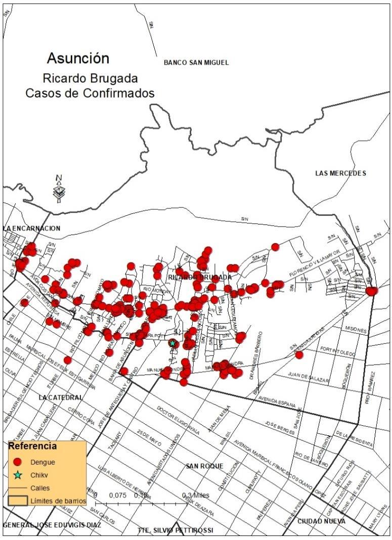 BOTES Y/O INVESTIGACIONES Continua el brote activo en Asunción, barrio Ricardo Brugada, desde la SE 41 del 2017 hasta la SE 7 del 2018, se confirmaron 351 casos acumulados de DEN-1.