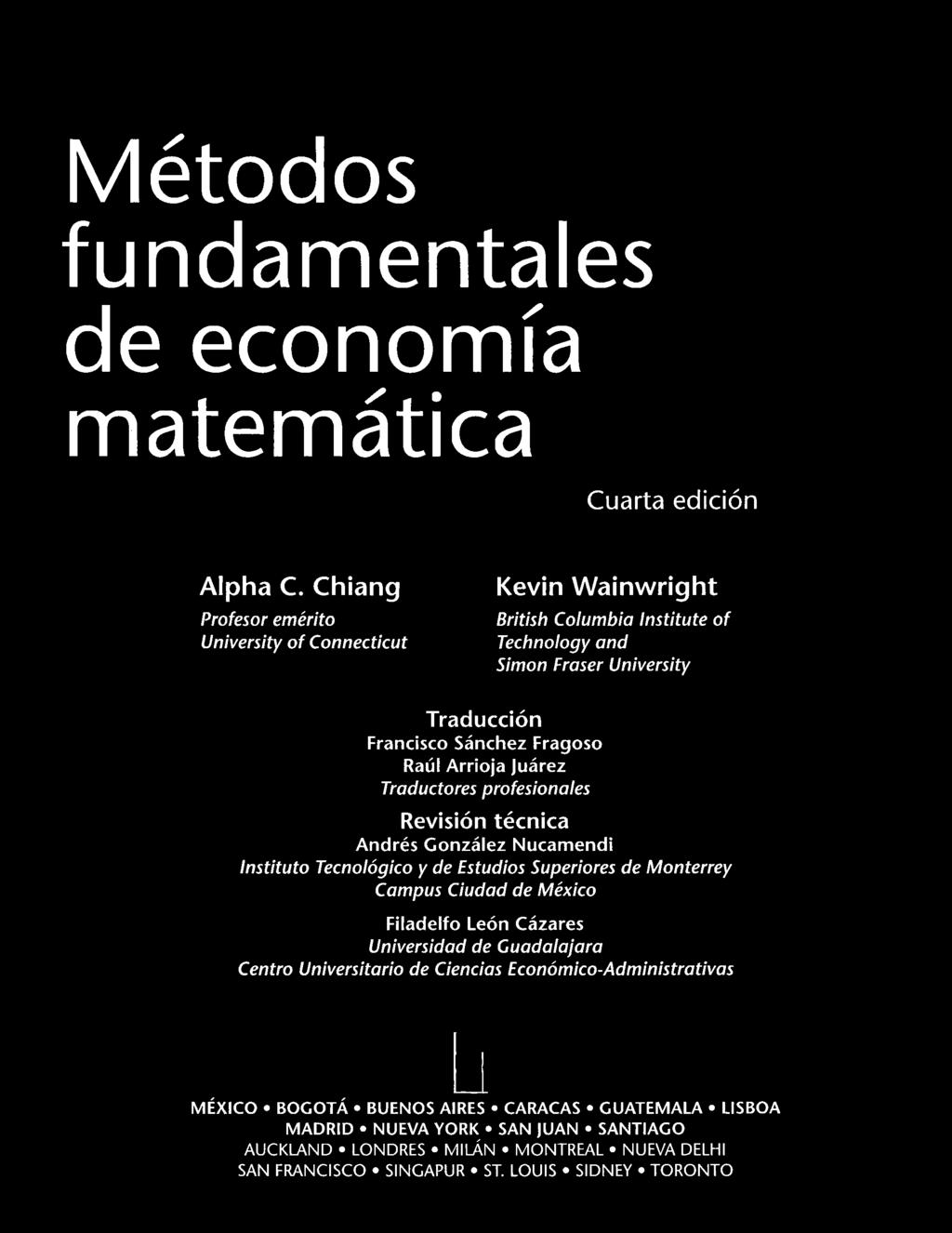 Métodos fundamentales de economía matemática Cuarta edición Alpha C.