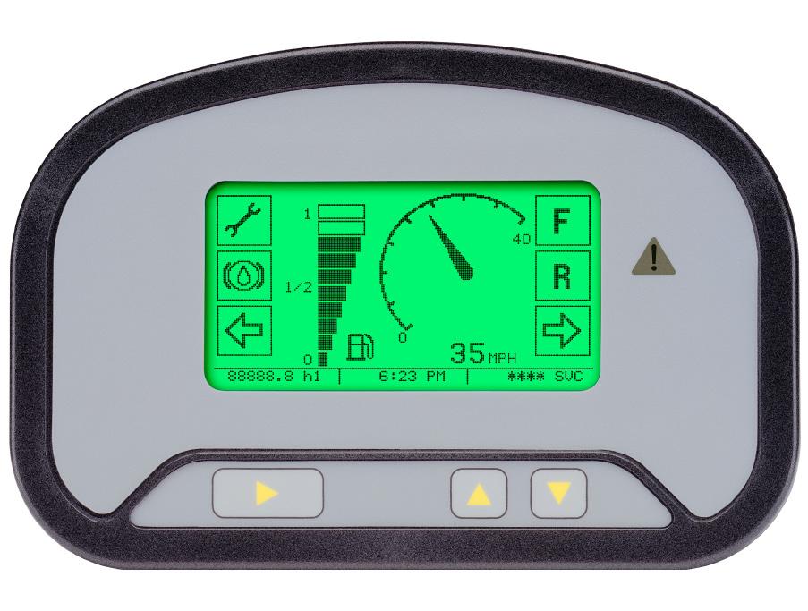 En el caso de los vehículos operados a batería, la innovadora tecnología de monitoreo de batería de Curtis proporciona información fiable del estado de carga.
