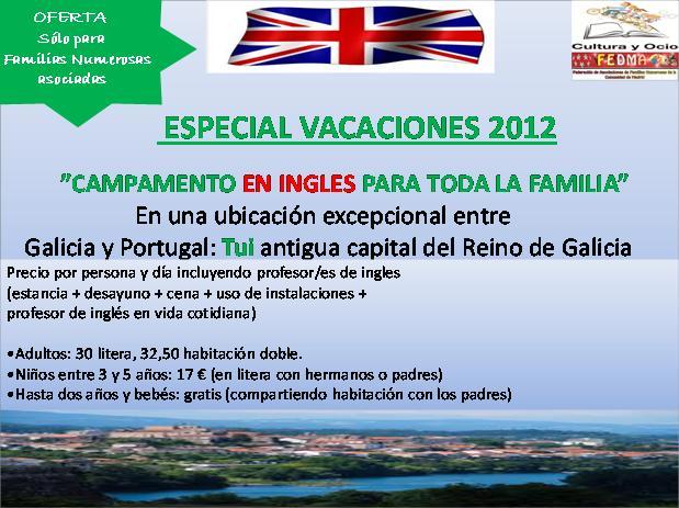 LA FEDMA INFORMA Campamento de Inglés para toda la familia en Tui (Galicia).