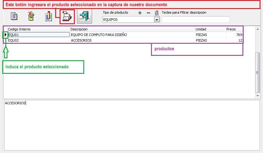 DCSR Para ingresar un producto el proceso es similar al de ingresar el cliente se debe dar click en el botón indicado anteriormente el cual mostrará una nueva ventana en la que se tiene que