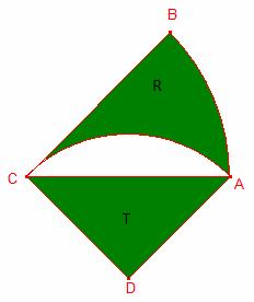 Ricard Peiró i struch 193- n el dibuix, hi ha dos arcs: ) ) arc és un vuité de circumferència de centre arc és un quart de circumferència de centre Proveu que l àrea del triangle T és igual a l àrea