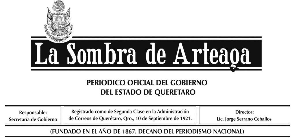 TOMO CXLIX Satiago de Querétaro, Qro, 5 de febrero de 2016 No 8 SUMARIO PODER LEGISLATIVO Ley que reforma diversas disposicioes de la Ley de Derechos Humaos del Estado de Querétaro; Ley de