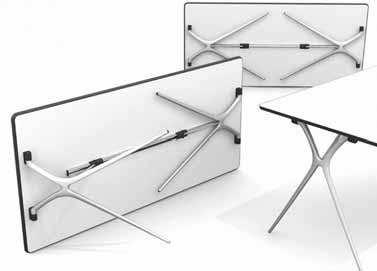 PLEK Mesas Plegables Mesa con patas de aluminio inyectado que aporta ligereza en el uso y una gran garantía de durabilidad. El tablero es de melamina de 9 mm.