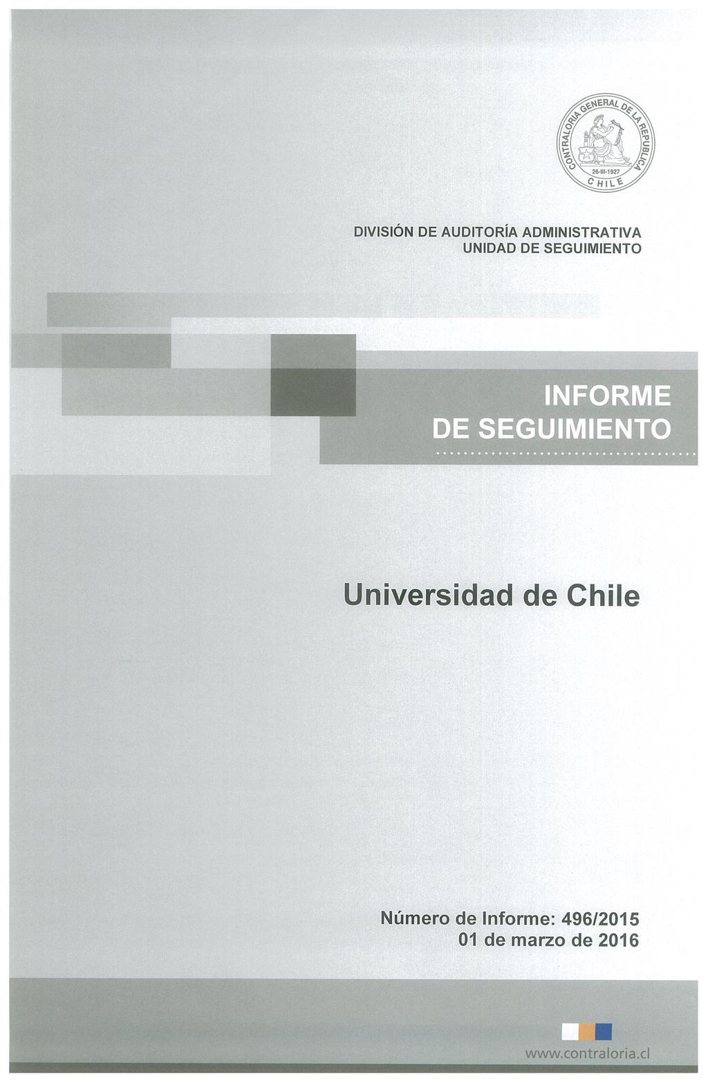 INFORME DE SEGUIMIENTO Universidad de Chile Número de