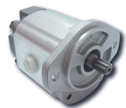 Gear pump with reversible sense of rotation and internal drainage. Built in aluminium body, lighter than casting pumps, permits to work at high pressures with a low level of noise.
