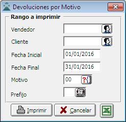 Cómo Imprimir Devolución de Ventas por Motivos Esta opción le permite al usuario obtener un Listado de las Devoluciones con el respectivo motivo por la cual se realizó.