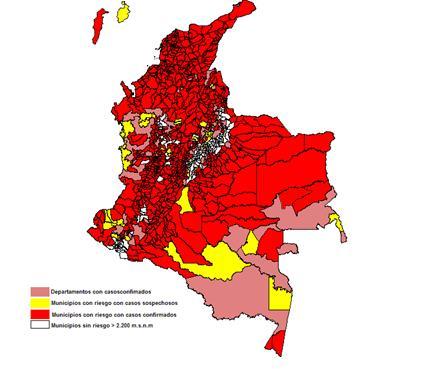 Enfermedades transmitidas por vectores Mapa Nº 6 Distribución de casos de chikunguña, Colombia, semana epidemiológica 03, 2016 Recomendaciones en vigilancia Todo caso sospechoso de chikunguña debe