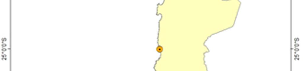 Otros mapas de la especie: PREFERENCIAS DE HÁBITAT En Chile esta especie se le encuentra mayormente restringida a la línea costera desde la XV región Arica y Parinacota, hasta la V región Valparaíso.