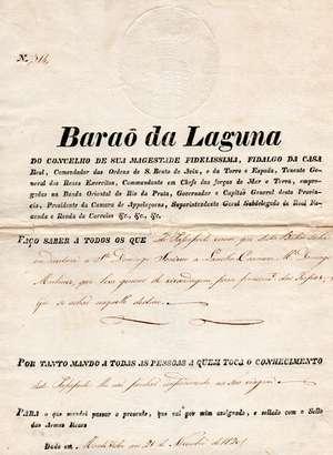 . Pasaporte del Virreinato emitido en formulario pre-impreso por el Gobernador de la plaza de Montevideo el 3 de diciembre de 1818 a la balandra Paraguaya en viaje de