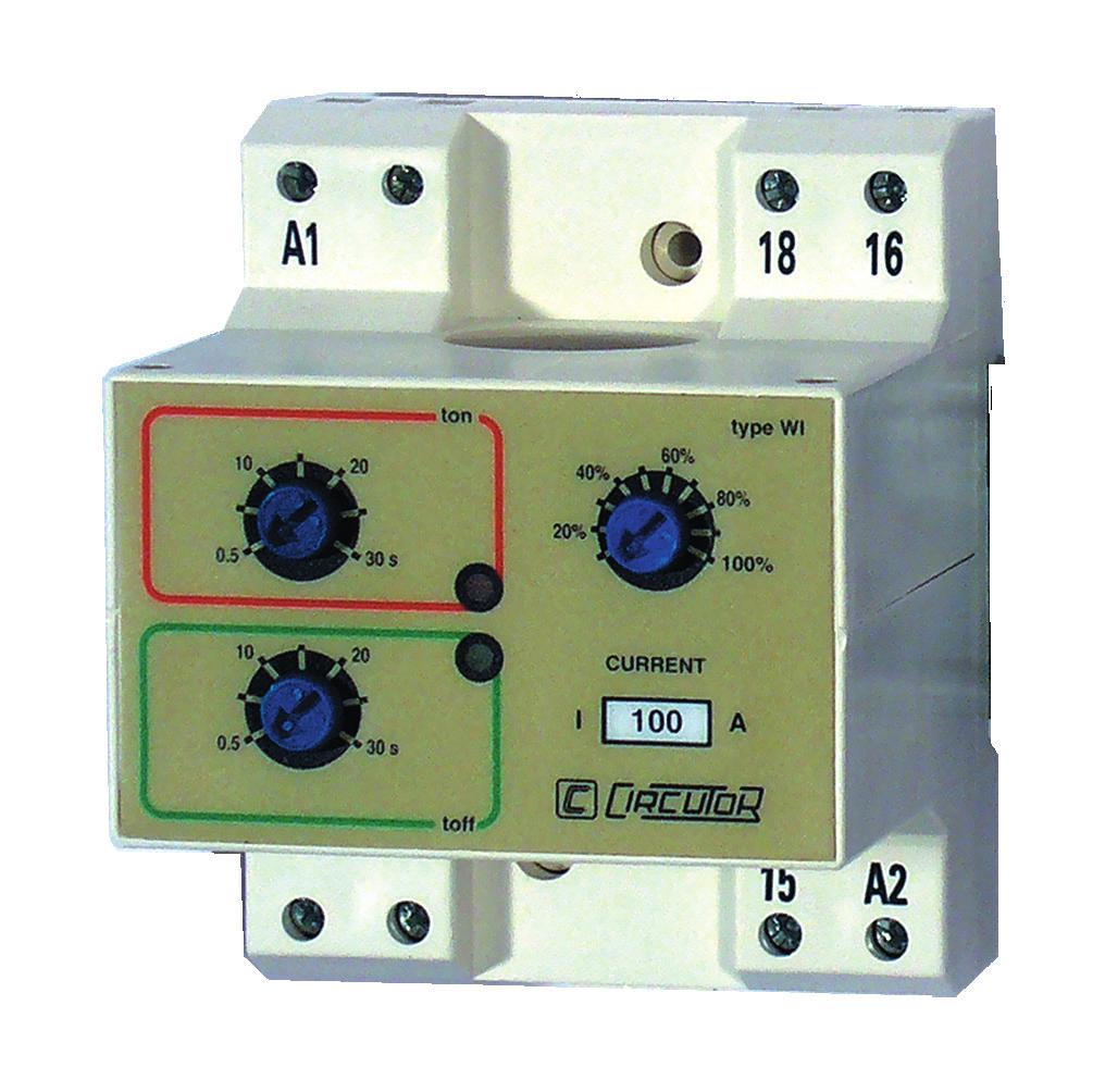 Relés de control WI Relé de control detector de corriente Descripción Características Los detectores de corriente WI son dispositivos electrónicos con un relé de salida que conecta o desconecta según