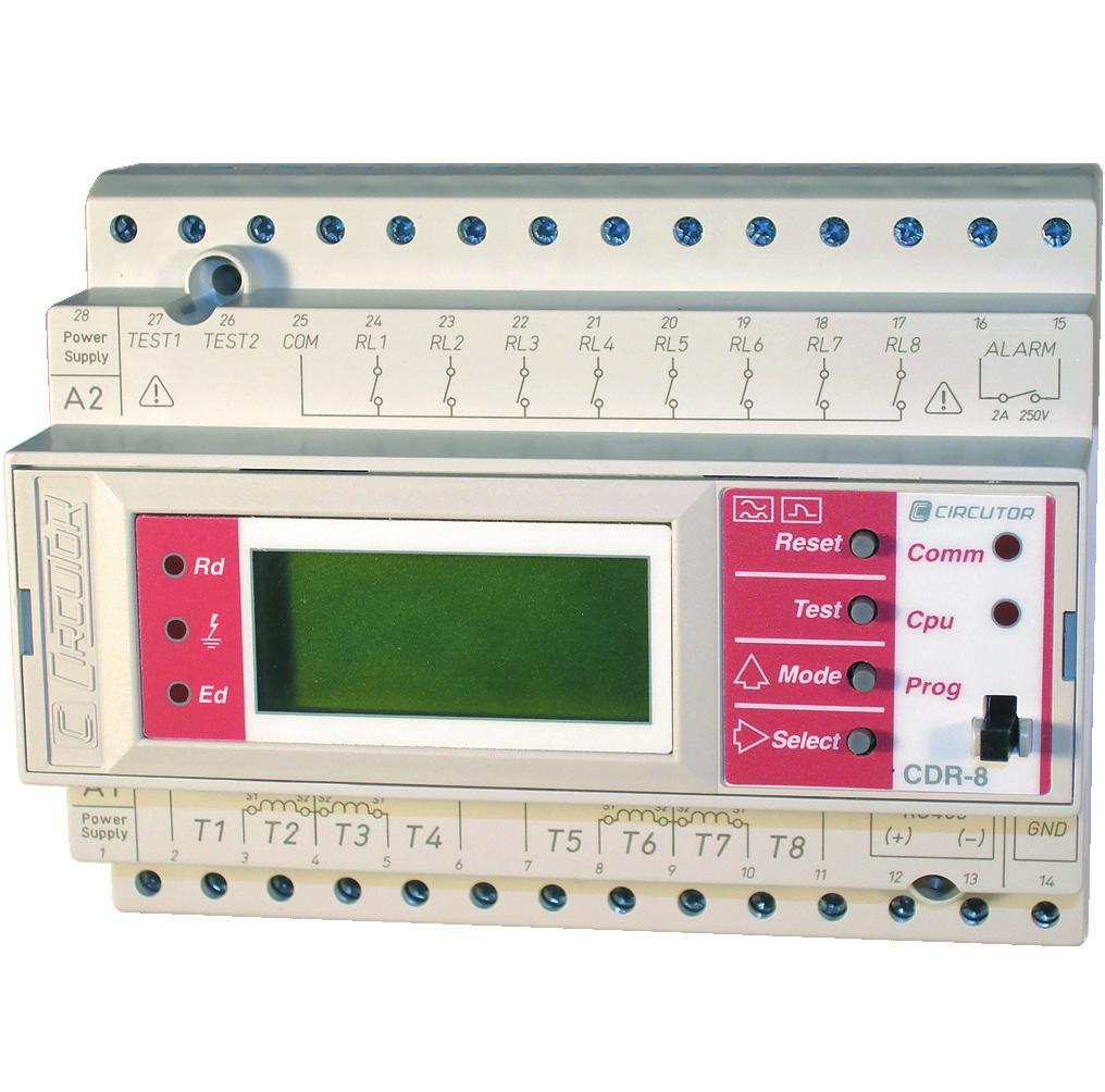 Relés de control CDR-8 Central de relés de corriente Descripción Características El CDR-8 es un equipo que mide, calcula y visualiza la corriente de 8 canales independientes.