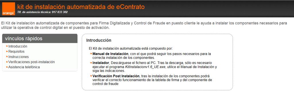 2. PROCESO DE INSTALACIÓN Debe acceder desde su navegador a la página de descarga http://econtrato.orange.es/instalar.