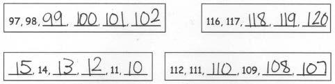 MATEMÁTICAS DE COMMON CORE NY Tarea de evaluación de mitad de módulo 1 6 2. Completa los números que faltan en la secuencia. 3.
