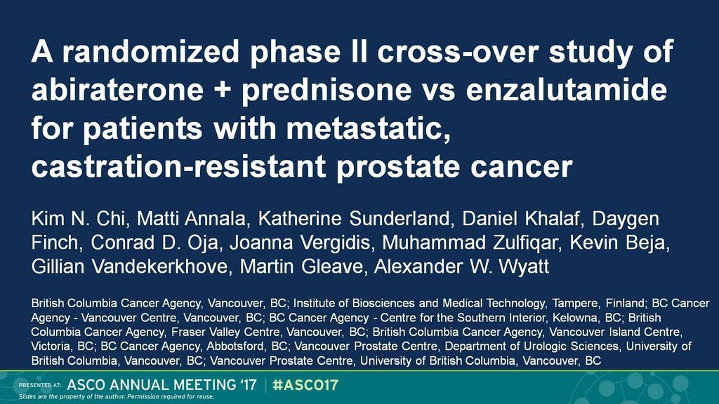 35 A randomized phase II cross-over study of abiraterone + prednisone vs enzalutamide for patients