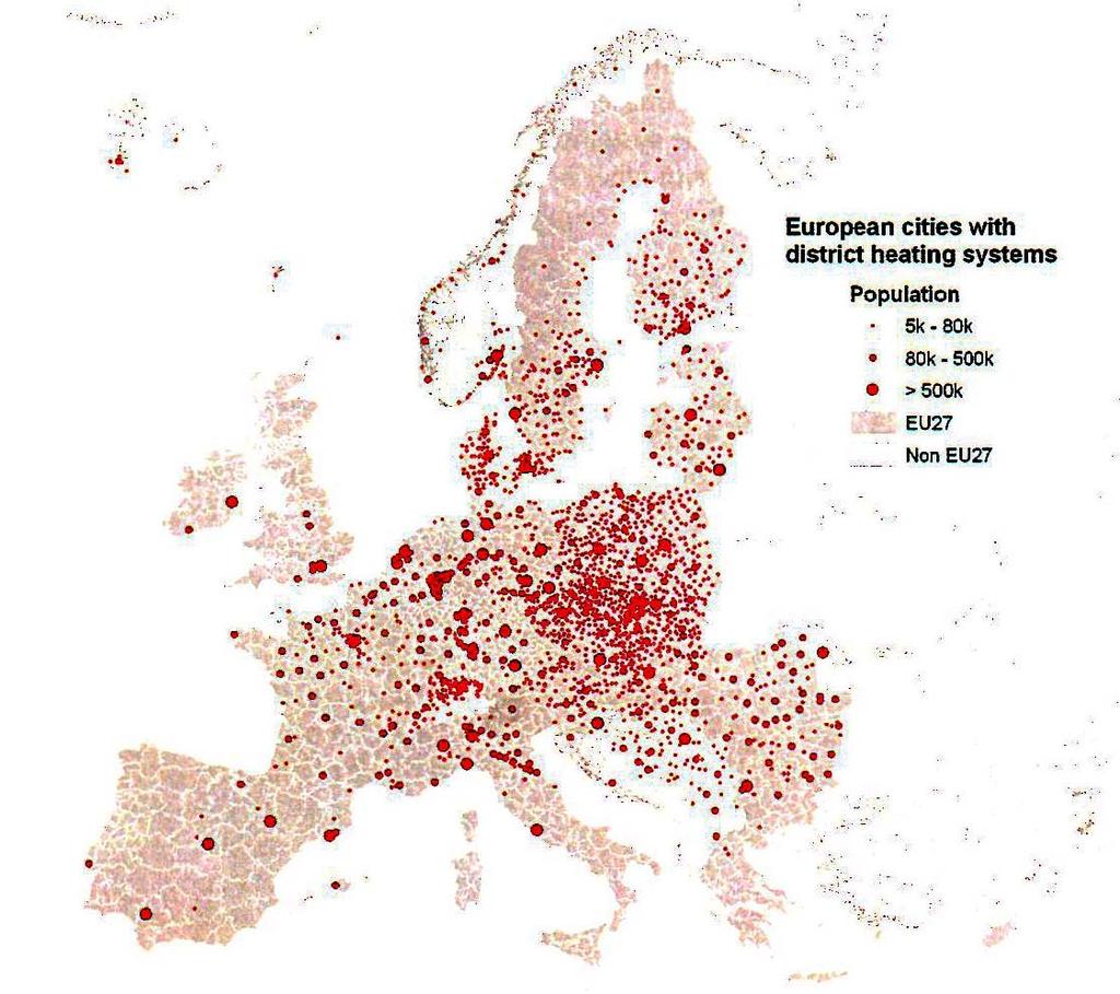 Estado actual mercado DHC Redes de Calor en Europa (2011) 130 años en funcionamiento > 5.