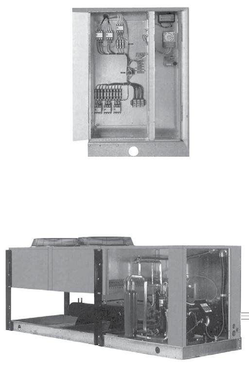 Componentes BLV/BBV Fusibles y Contactor del Ventilador del Condensador Contactores del Compresor Caja de Conexiones Eléctricas Interruptor para el bombeo completo y fusibles del Circuito de Control