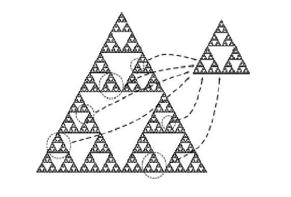 4.2. EN LA TEORÍA FRACTALES 55 Figura 4.4: Ejemplo de una Figura con la propiedad de autosemejanza. Figura 4.5: Objetos con la propiedad de autosemejanza pero que no son fractales.