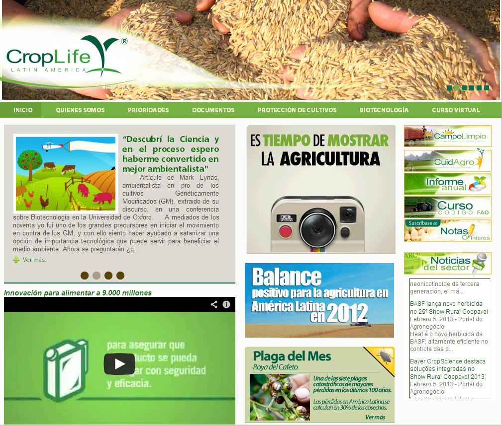 Herramientas de Comunicación Página Web Noticias de prensa del sector agroquímico en América Latina.