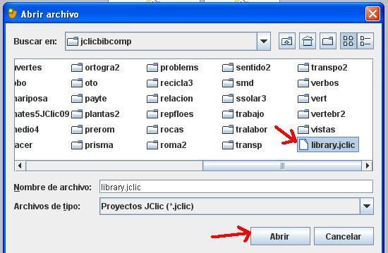 CRA Sexma de La Sierra. Tutorial de instalación de JClic en red y servidor de informes JClic. 7 Seleccionamos en esa carpeta el fichero library.