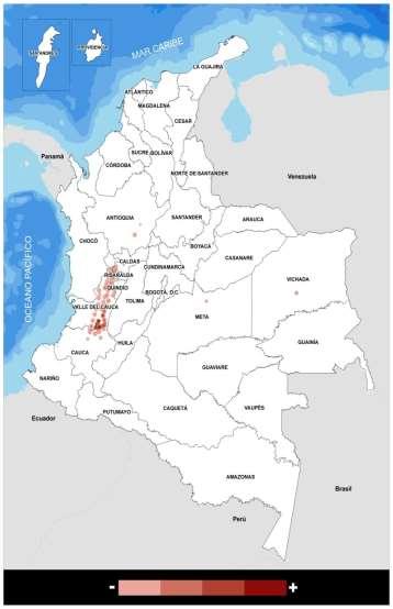 Representación de las UPA con presencia de cultivos de caña de azúcar DEPARTAMENTO Total Nacional CAÑA DE AZUCAR (%) hectáreas 258 mil Valle del Cauca 74,7% 54,9% Cauca 18,0% 34,3% Meta 3,1% 0,3%