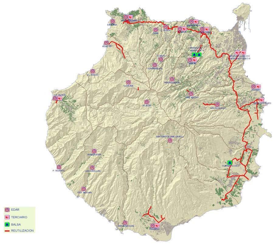 Figura 52. Instalaciones de reutilización de agua en Gran Canaria. Fuente: CIAGC. 4.3.9.5 Recursos hídricos subterráneos: nacientes y captaciones de aguas subterráneas.