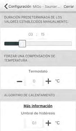 auto-aprendizaje del termostato) Cuando la diferencia entre la temperatura real en la estancia y la deseada está por debajo del valor de histéresis,