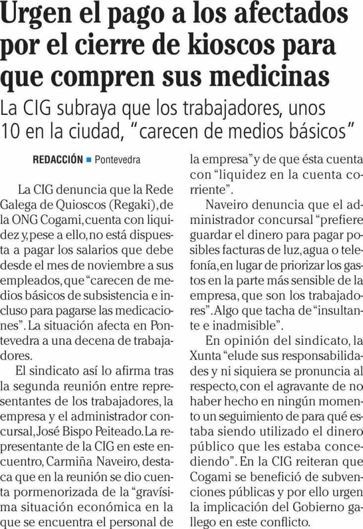 FARO DE VIGO (ED. PONTEVEDRA) Prensa: Diaria Tirada: Sin datos OJD Difusión: 29.