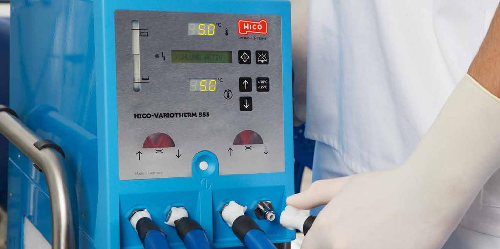 HICO-VARIOTHERM 555 Control efectivo de la temperatura del paciente en unidades de cuidados intensivos 5 40 C HICO-VARIOTHERM 555 es el más polivalente entre los sistemas de hipo/ hipertermia y es